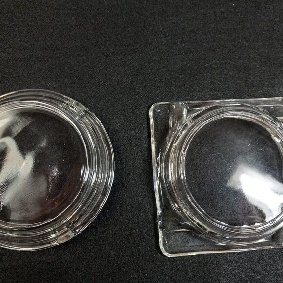Vintage Retro Square/circle Clear Glass Ashtrays Tabacco Countrycore - Picture 3 of 5